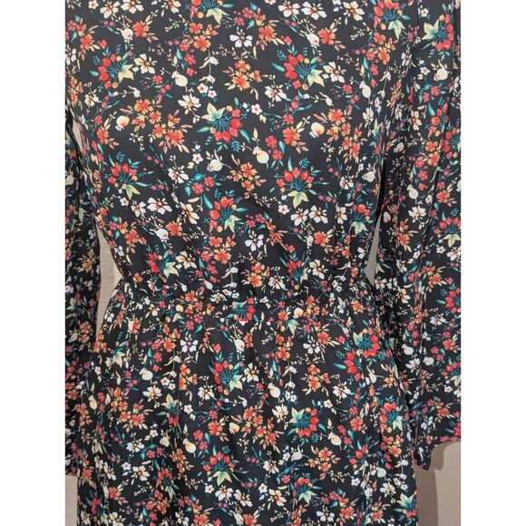 J.Crew Mercantile Black Floral Mini Dress 00 Long Sleeve - Picture 2 of 5